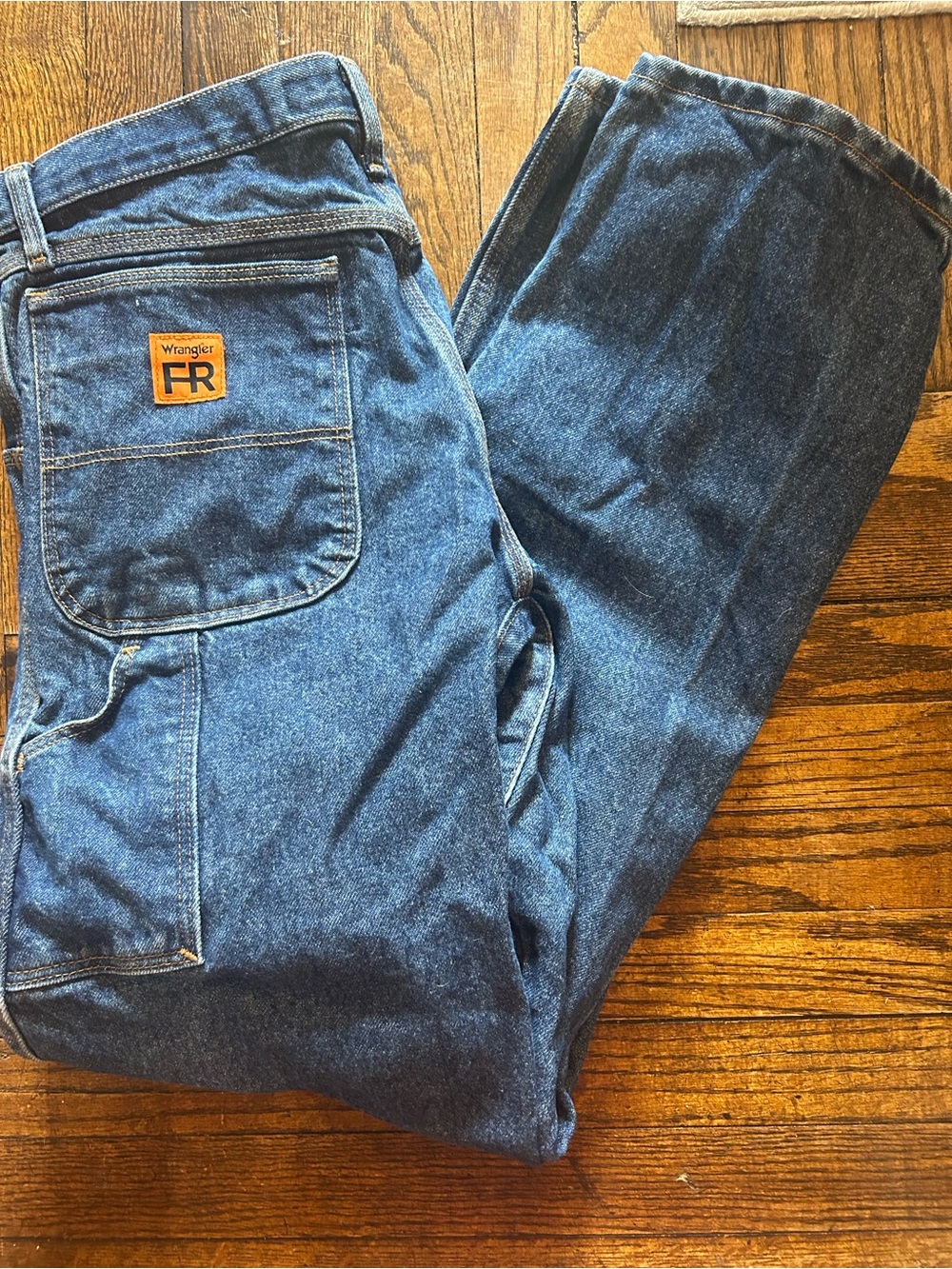 FR Wrangler Men's Relaxed Blue Denim Work Jeans